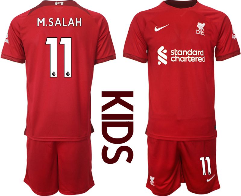 Cheap Youth 2022-2023 Club Liverpool home red 11 Soccer Jersey